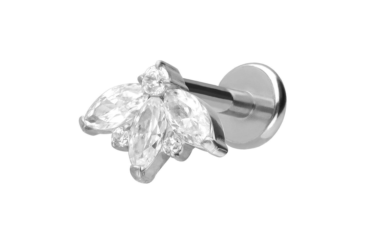 Titan Labret Piercing mit Push Fit LOTUSBLÜTE
